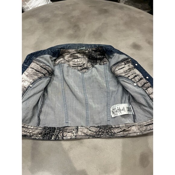 GUESS Marciano Y2K Denim Jacket Small Cotton Animal Print Lining 2000s - Picture 5 of 16